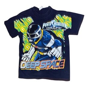 Vintage Power Rangers Boys Blue T-Shirt Deep Space Kids Medium 1999 Saban medium